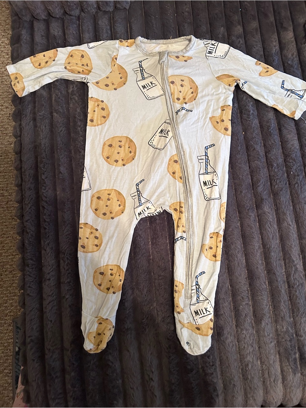 Baby One-Piece Footed Pajamas with Cookie & Milk Print